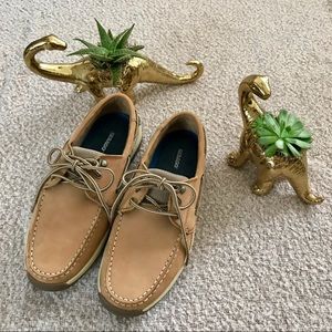 NWOT Sebago Men’s Leather & Canvas Boat Shoes